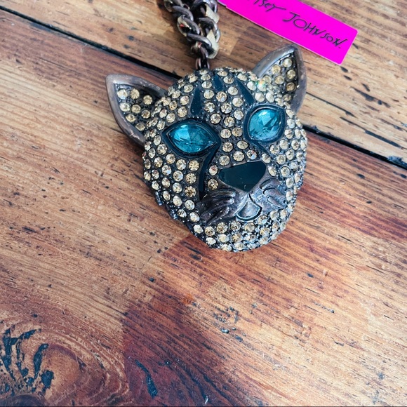 NWT Betsey Johnson RARE Vintage Jungle Fever Necklace Jaguar Leopard - Picture 4 of 5